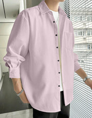 Men Regular Fit Shirt with Spread Collar
