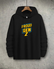 Mens GenZ Model Full Sleeve Hooded T-shirt / Black
