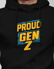 Mens GenZ Model Full Sleeve Hooded T-shirt / Black